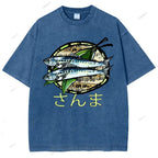 Unisex Saury Printed Washed Tee