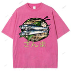 Unisex Saury Printed Washed Tee