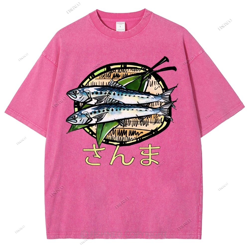 Unisex Saury Printed Washed Tee