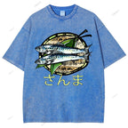 Unisex Saury Printed Washed Tee