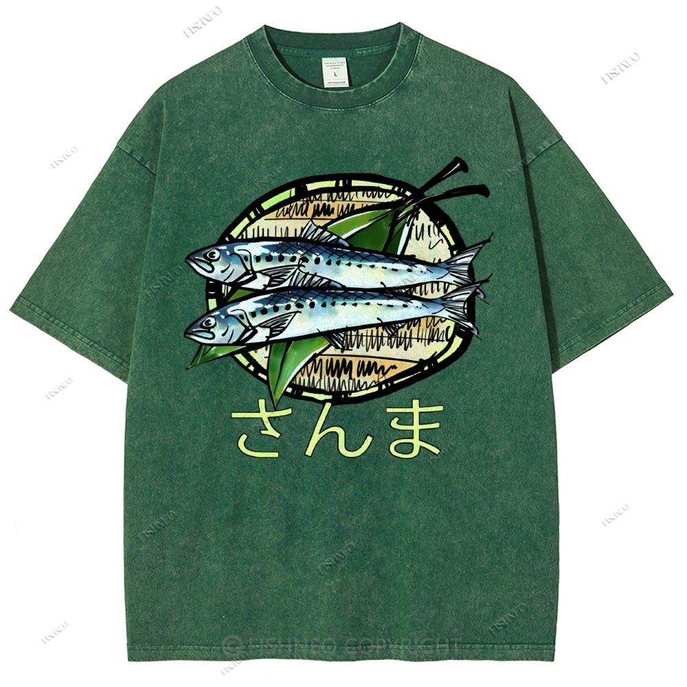 Unisex Saury Printed Washed Tee