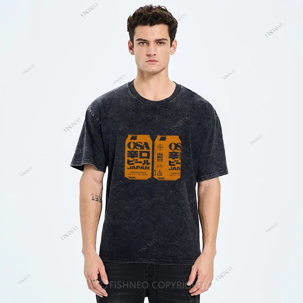 Unisex Japanese Soda Drink Printed Washed Tee