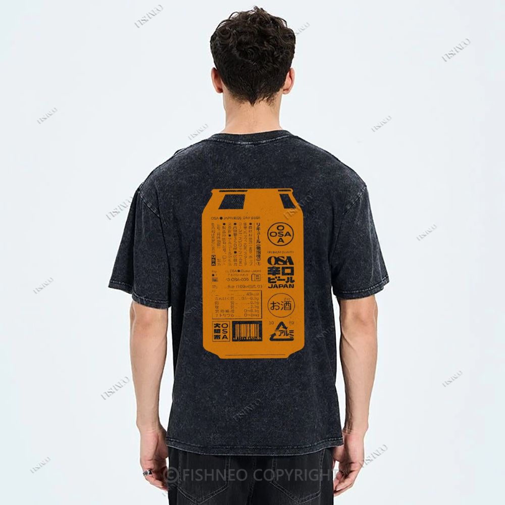 Unisex Japanese Soda Drink Printed Washed Tee