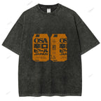Unisex Japanese Soda Drink Printed Washed Tee