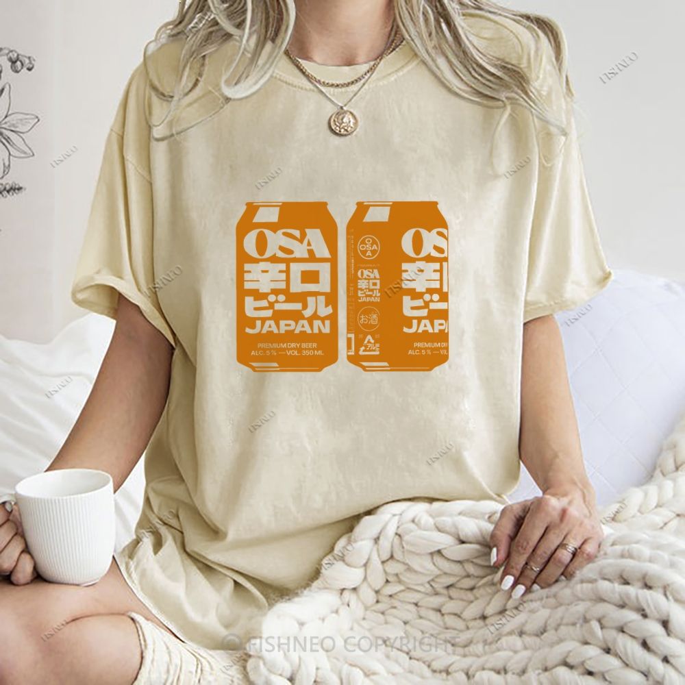 Unisex Japanese Soda Drink Printed Washed Tee