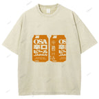 Unisex Japanese Soda Drink Printed Washed Tee