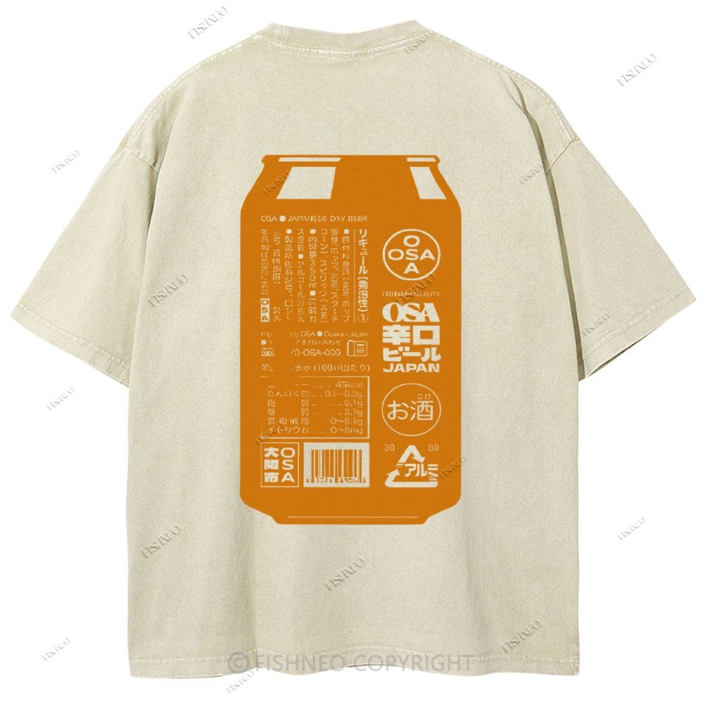 Unisex Japanese Soda Drink Printed Washed Tee
