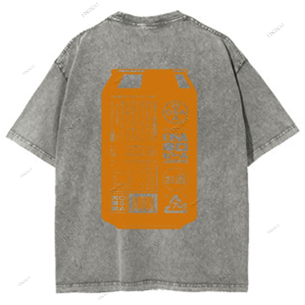 Unisex Japanese Soda Drink Printed Washed Tee
