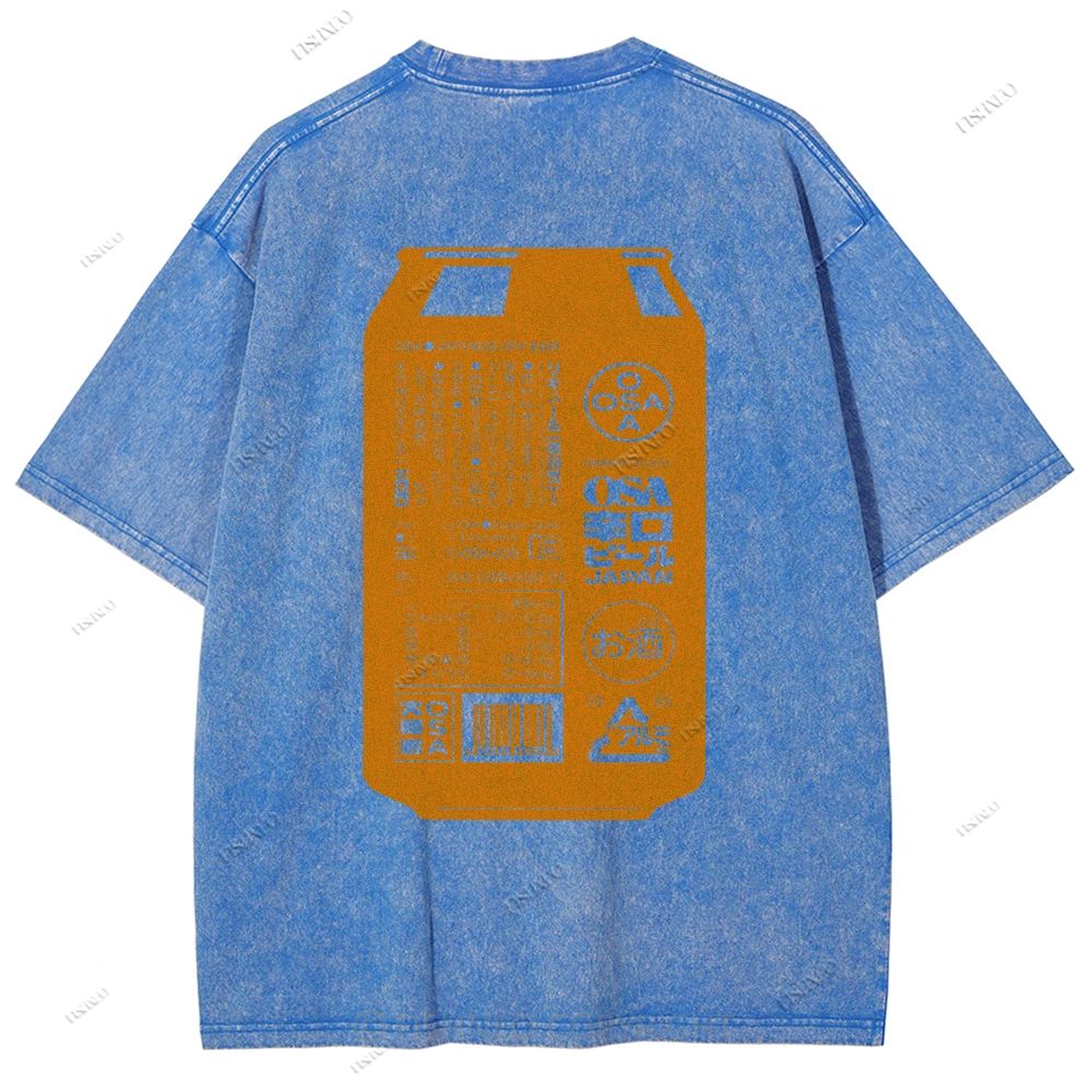 Unisex Japanese Soda Drink Printed Washed Tee