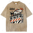 Unisex Tsukiji Market Printed Washed Tee