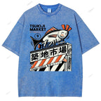 Unisex Tsukiji Market Printed Washed Tee