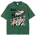 Unisex Tsukiji Market Printed Washed Tee