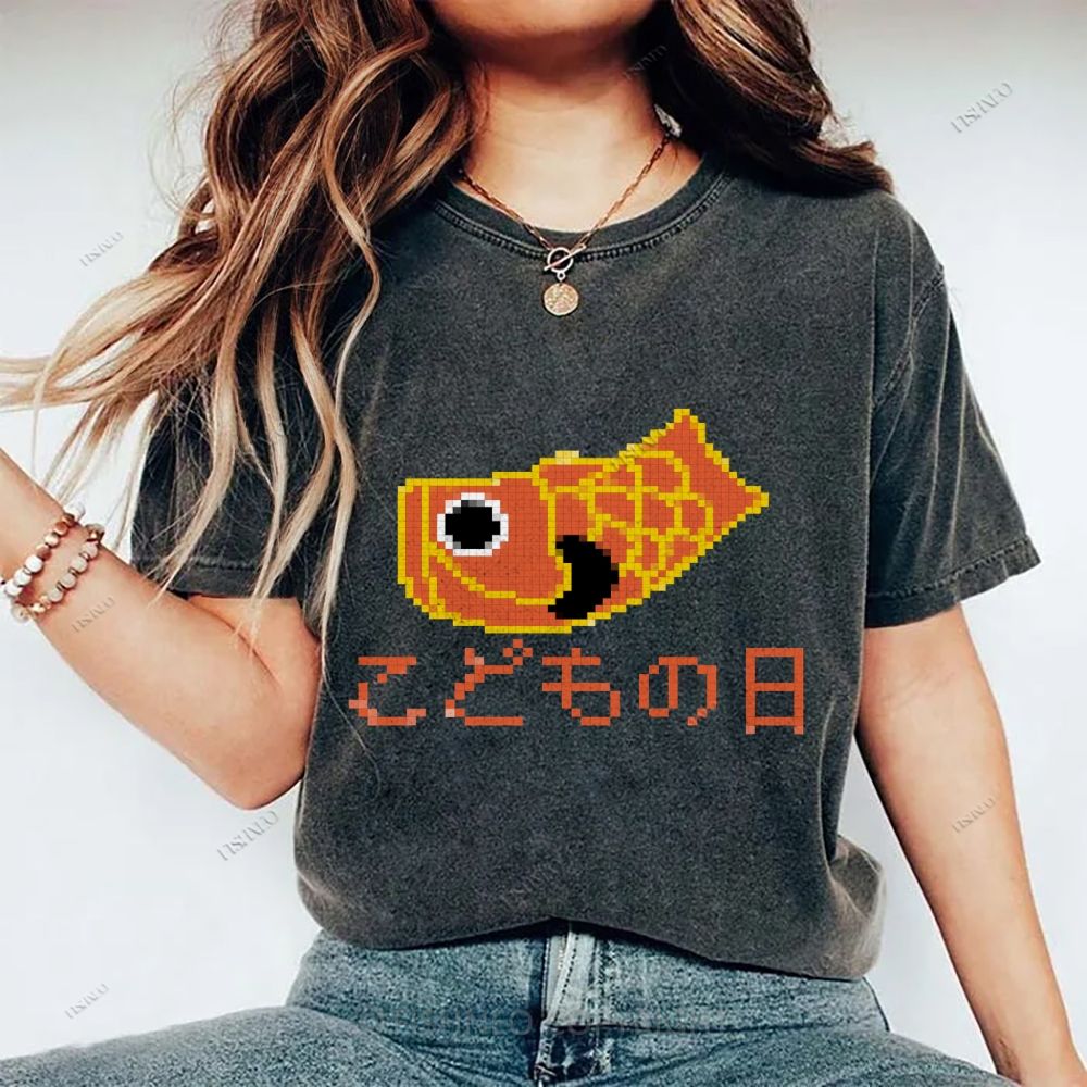 Unisex Japanese Koinobori Printed Washed Tee