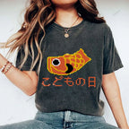 Unisex Japanese Koinobori Printed Washed Tee