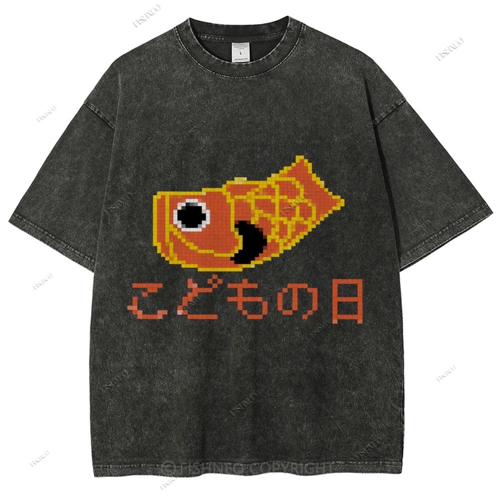 Unisex Japanese Koinobori Printed Washed Tee