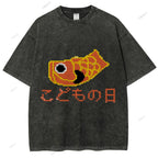 Unisex Japanese Koinobori Printed Washed Tee