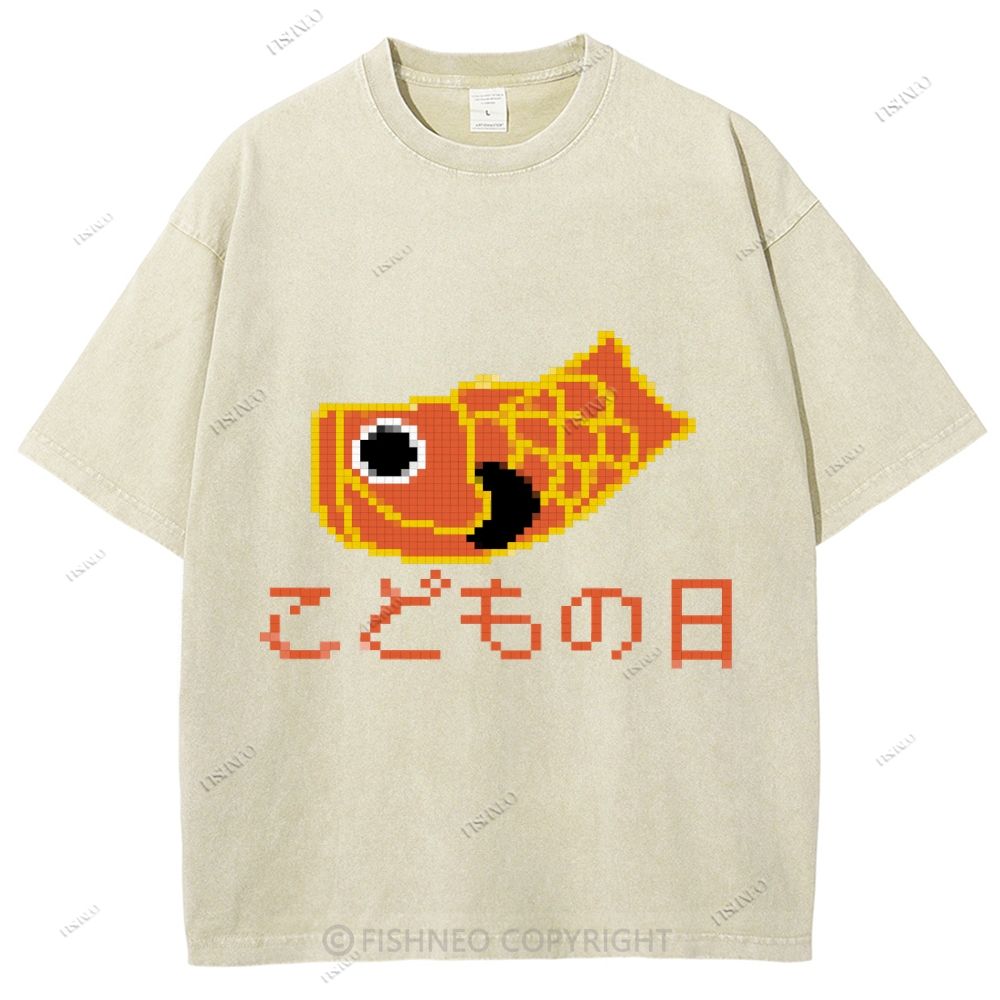 Unisex Japanese Koinobori Printed Washed Tee
