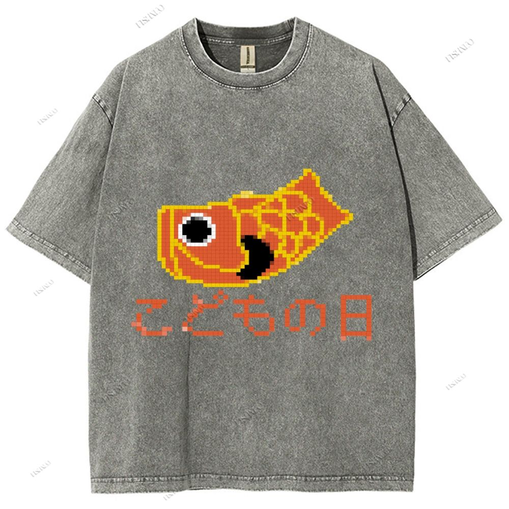 Unisex Japanese Koinobori Printed Washed Tee