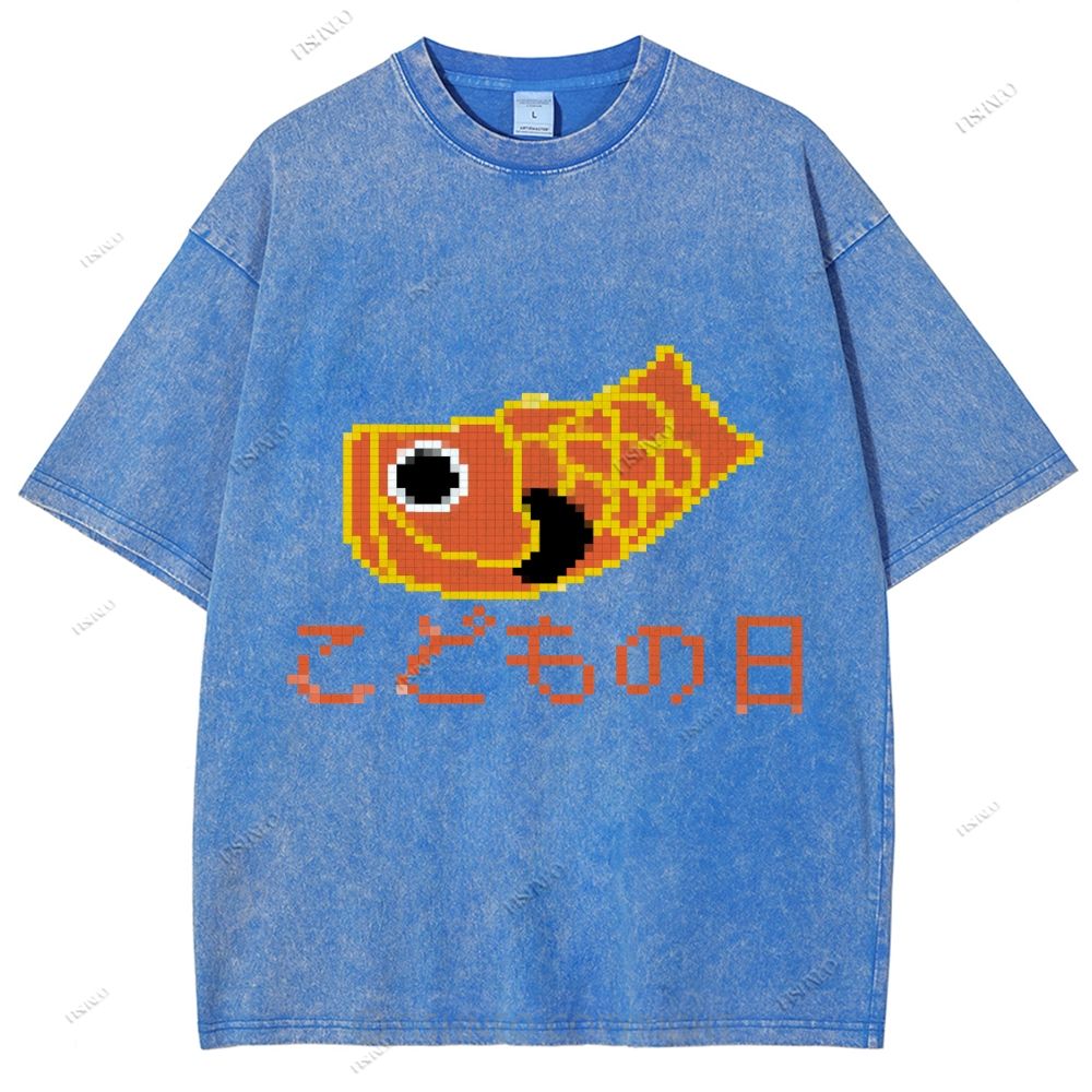 Unisex Japanese Koinobori Printed Washed Tee