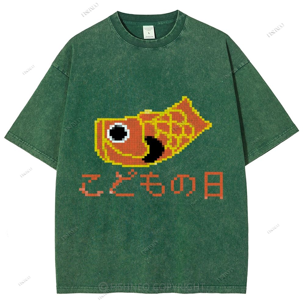 Unisex Japanese Koinobori Printed Washed Tee