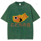 Unisex Japanese Koinobori Printed Washed Tee