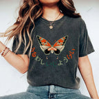 Unisex Japanese Butterfly Printed Washed Tee