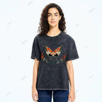 Unisex Japanese Butterfly Printed Washed Tee