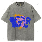 Unisex Japanese Koinobori Printed Washed Tee