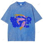 Unisex Japanese Koinobori Printed Washed Tee