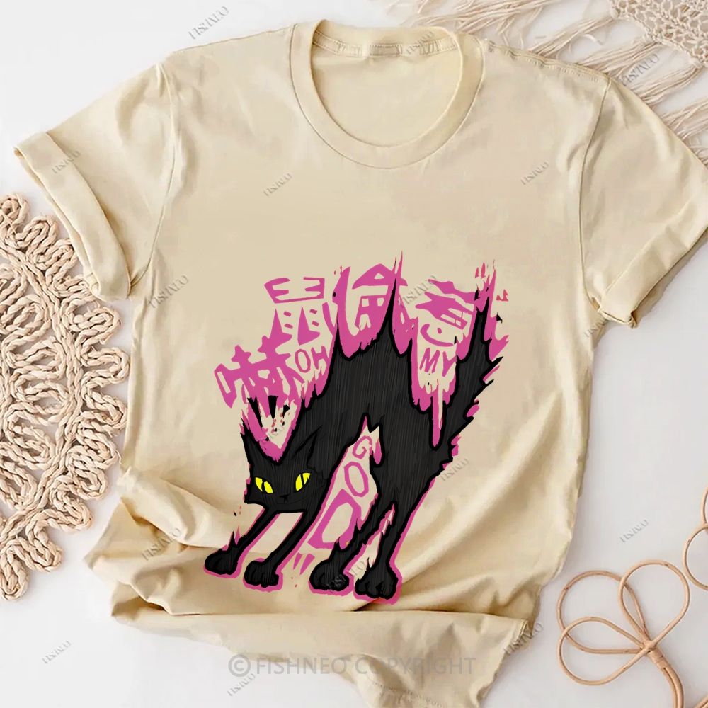 Cat Graffiti Cotton Casual T-Shirt