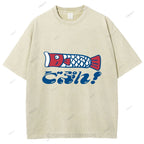 Unisex Japanese Koinobori Printed Washed Tee