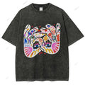 Unisex Eye Graffiti Printed Washed Tee