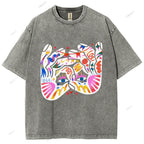 Unisex Eye Graffiti Printed Washed Tee