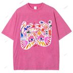Unisex Eye Graffiti Printed Washed Tee