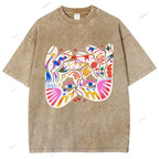 Unisex Eye Graffiti Printed Washed Tee