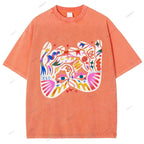 Unisex Eye Graffiti Printed Washed Tee