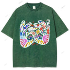 Unisex Eye Graffiti Printed Washed Tee