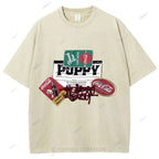 Unisex Graffiti Printed Washed Tee