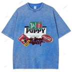 Unisex Graffiti Printed Washed Tee