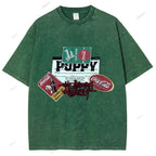 Unisex Graffiti Printed Washed Tee