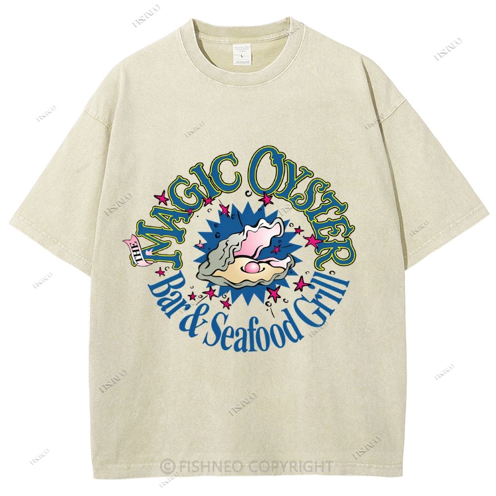 Unisex Shell Graffiti Printed Washed Tee