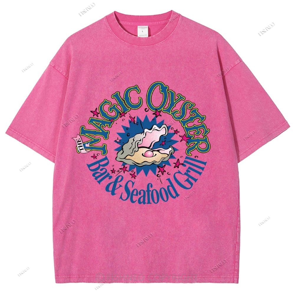 Unisex Shell Graffiti Printed Washed Tee