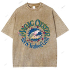 Unisex Shell Graffiti Printed Washed Tee