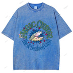 Unisex Shell Graffiti Printed Washed Tee