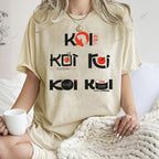 Unisex Sushi Koi Printed Washed Tee