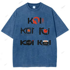 Unisex Sushi Koi Printed Washed Tee