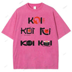 Unisex Sushi Koi Printed Washed Tee