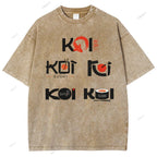 Unisex Sushi Koi Printed Washed Tee