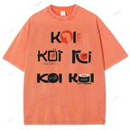Unisex Sushi Koi Printed Washed Tee