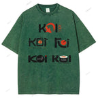 Unisex Sushi Koi Printed Washed Tee